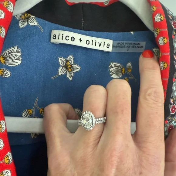 ALICE AND OLIVIA Macey Daffodil Palace Floral Scarf Print Linen Blazer Size 2 - Picture 2 of 16